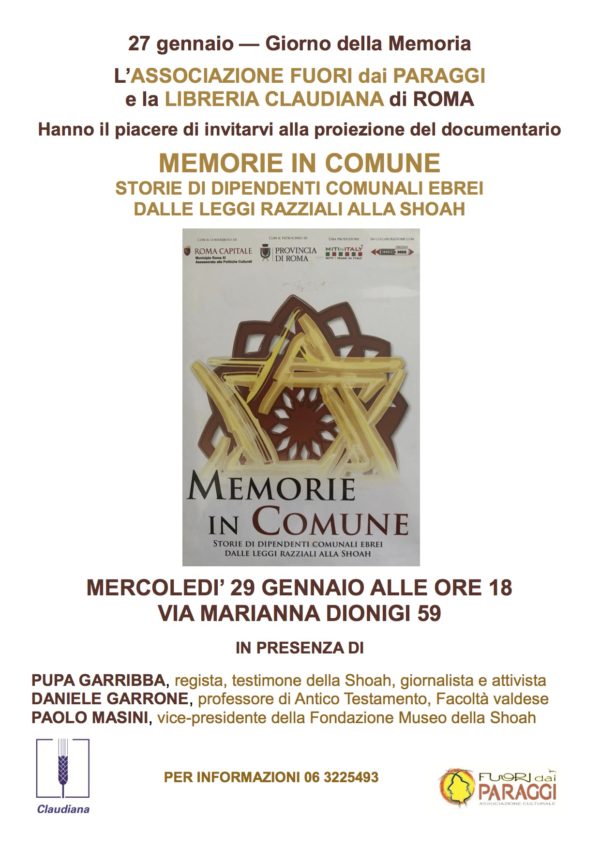 Memorie in comune. Un documentario alla Libreria Claudiana di Roma