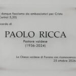 Chiesa valdese di Forano dedica salone al teologo Paolo Ricca
